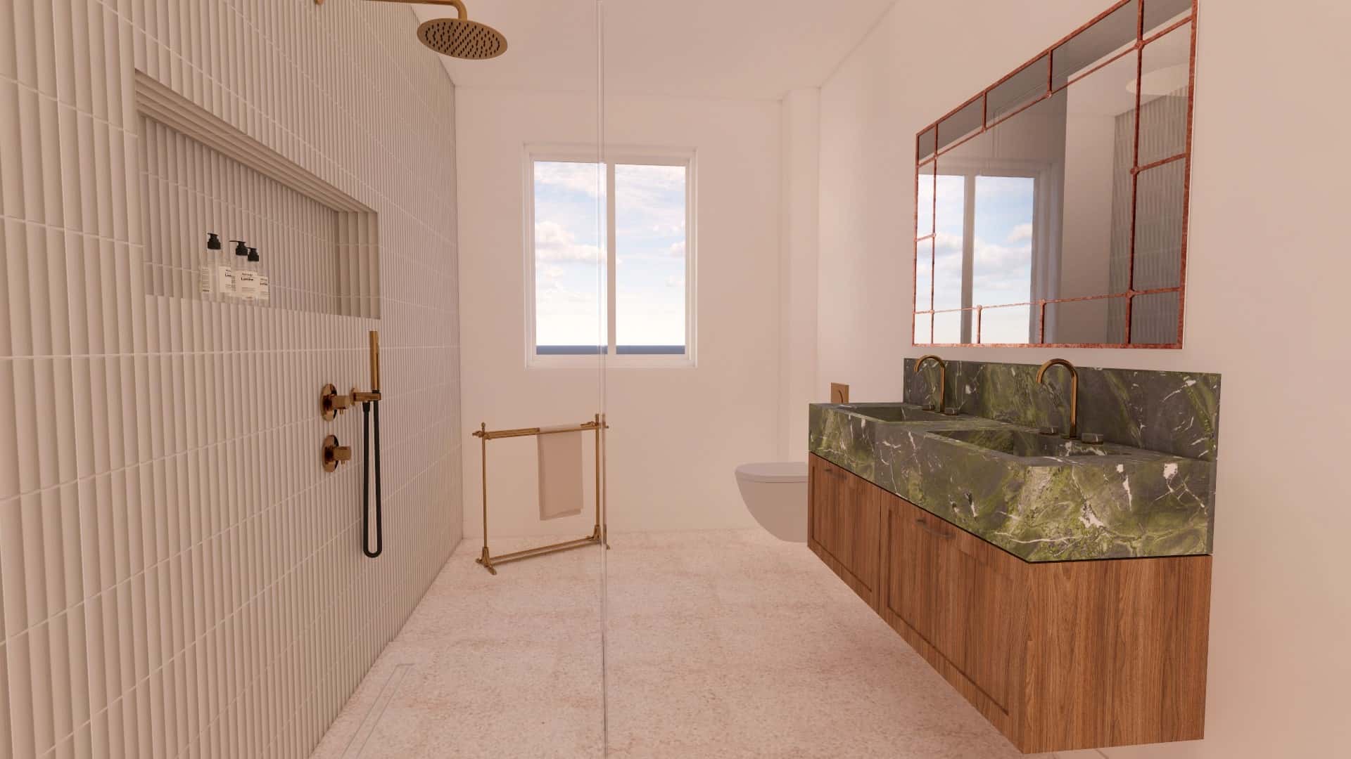 3D salle de douche avec double vasques à Anvers